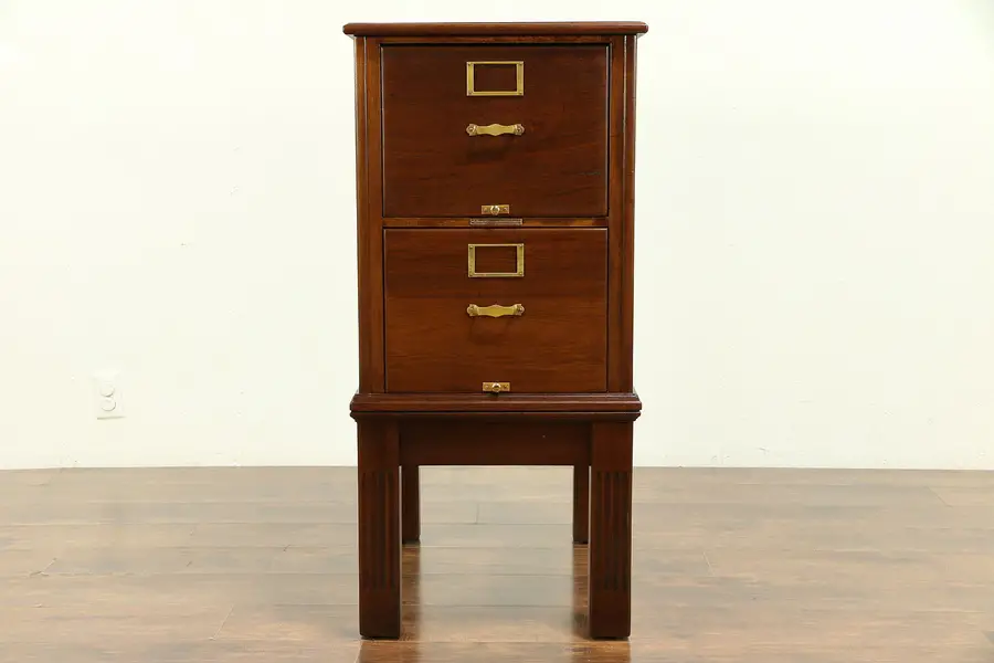 Photo of Mahogany 2 Drawer Antique File Cabinet, Carnegie Library Bureau