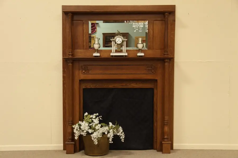 Photo of Victorian Oak Fireplace Mantel & Surround