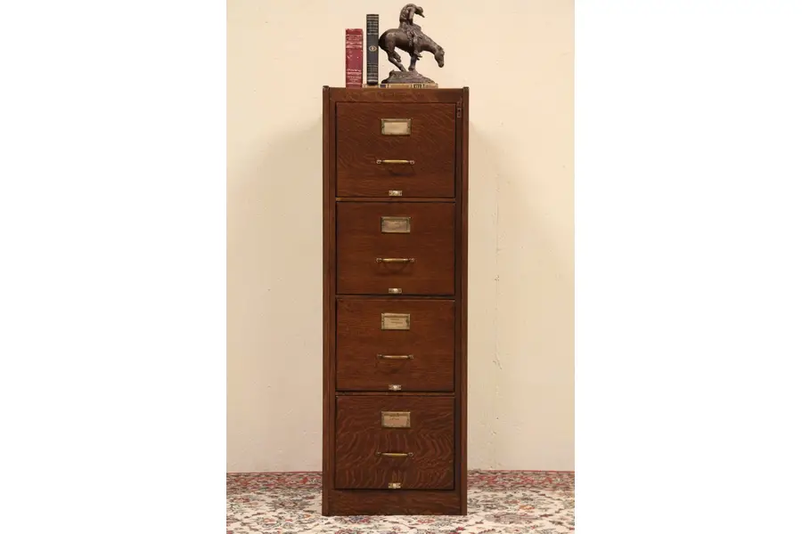 Photo of Shaw Walker Antique 1915 Oak 4 Drawer File Cabinet