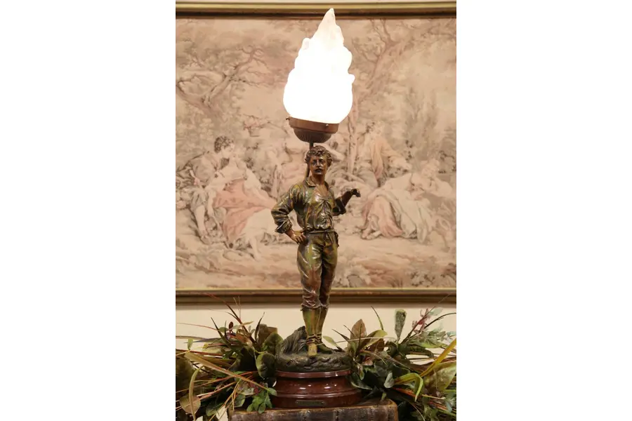Photo of Faucheur Reaper Antique 1900 Sculpture Lamp by Bruchon