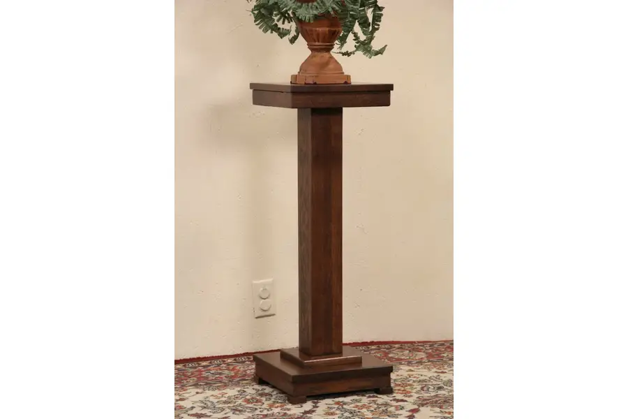 Photo of Arts & Crafts Mission Oak 1905 Antique Plant Stand Pedestal