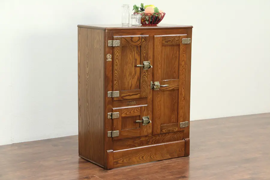 Photo of Oak & Ash Antique 1900 Kitchen Pantry Ice Box, Alaska of Muskegon, Mich.