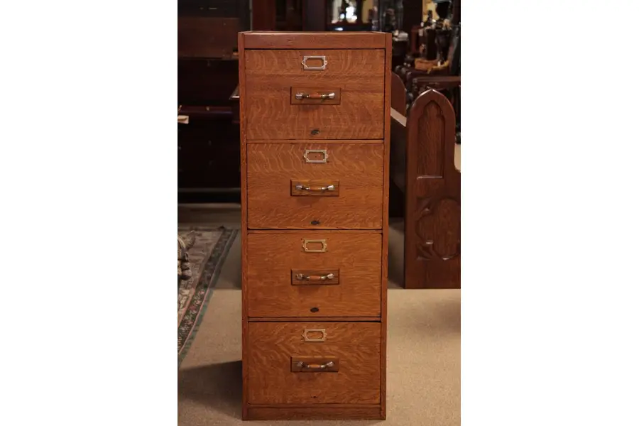 Photo of Oak Legal 4 Drawer Antique File Cabinet