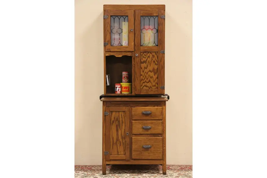 Photo of Narrow Oak 1915 Hoosier Kitchen Cupboard