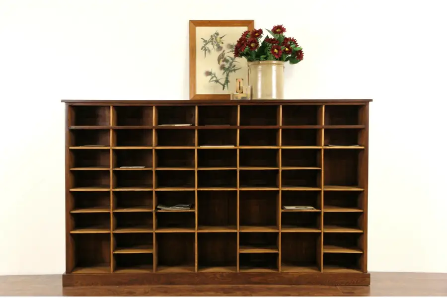 Photo of Mail Sorting Oak Open File Cabinet, Minnesota Post Office