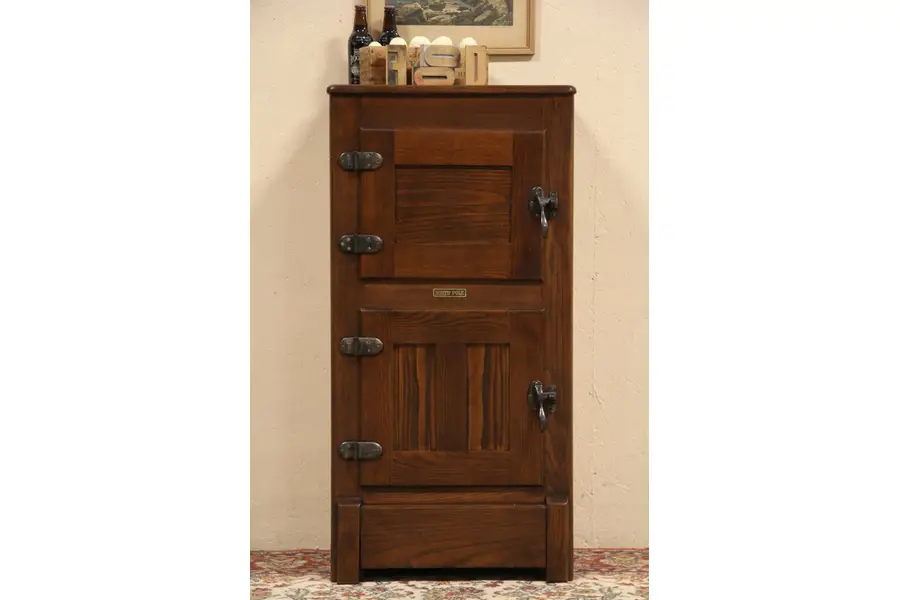 Photo of North Pole 1900 Antique Minnesota Oak Icebox, 2 Doors