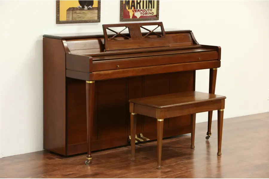 Photo of Wurlitzer Midcentury Modern 1968 Vintage Piano & Bench