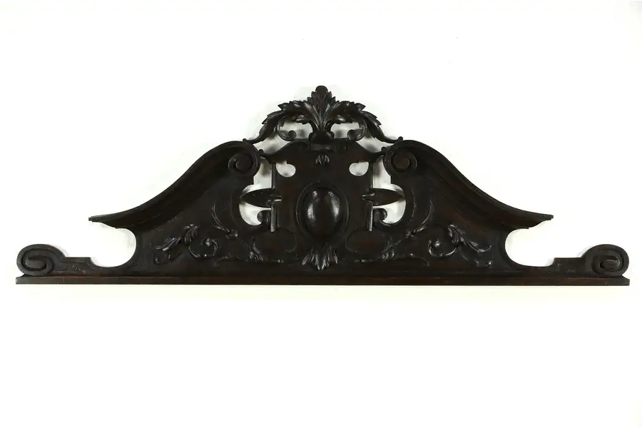 Photo of French Carved Oak Crest or Pediment, 1890 Architectural Salvage Fragment