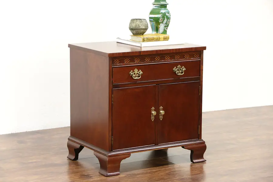 Photo of Baker Signed Vintage Mahogany Nightstand or End Table