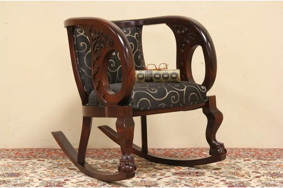 Antique Parlor Rocker Carved 1900 Antique Parlor Rocker