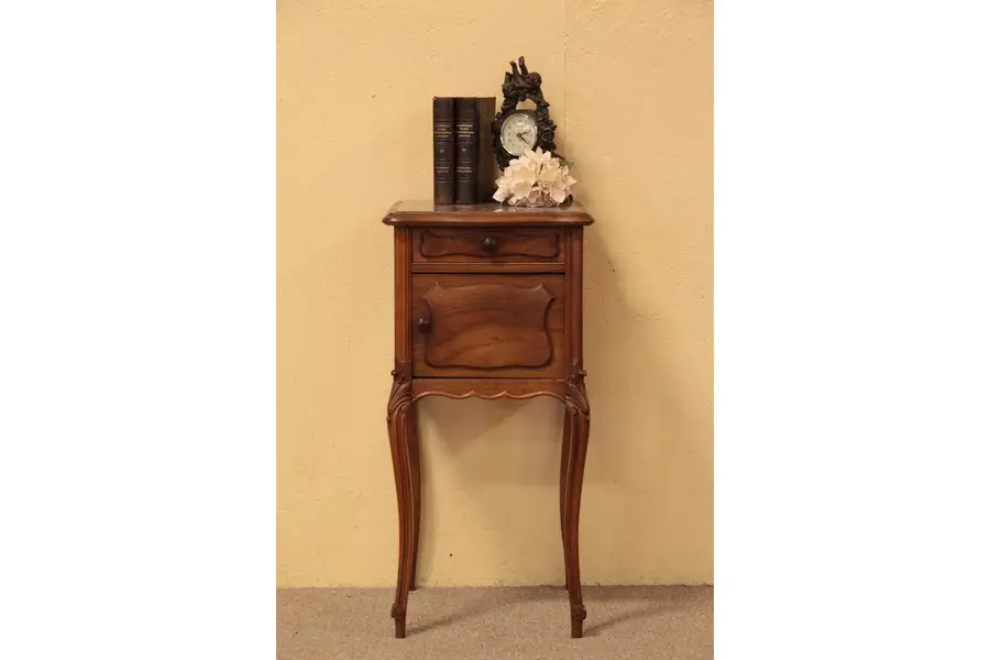 Photo of Carved French Antique Nightstand, Marble Top