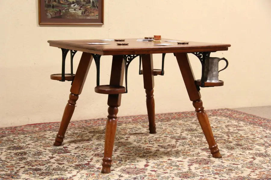 Photo of Pub, Tavern or Saloon 1890's Antique Game Table, Mug Shelves
