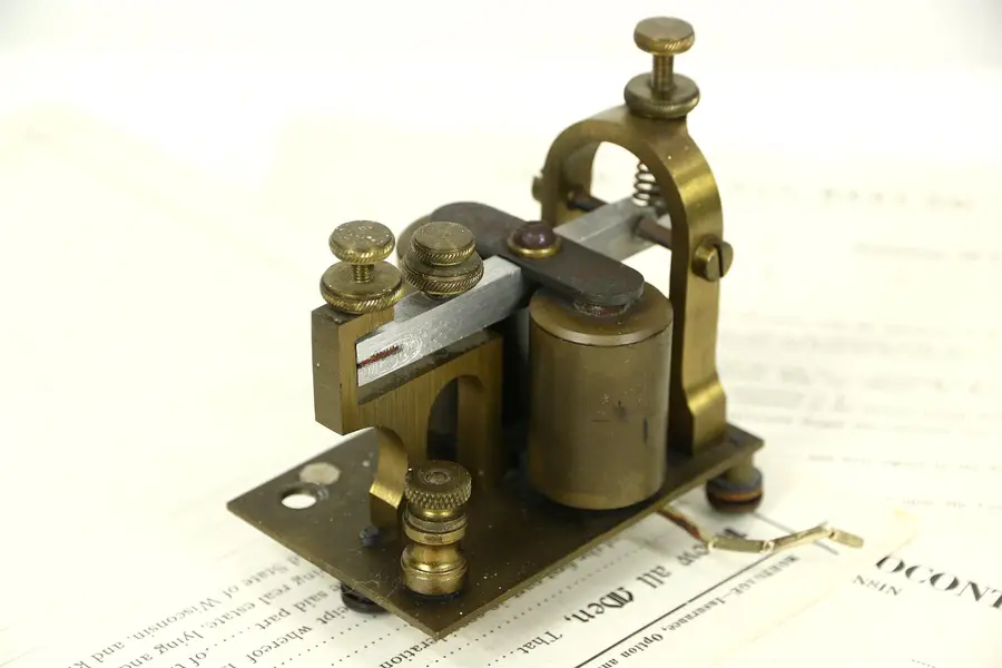Photo of Telegraph Receiver, 1900 Antique Brass Signed Mesco