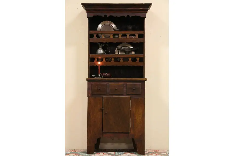 Photo of Country Grain Painted Pine Pewter Cupboard
