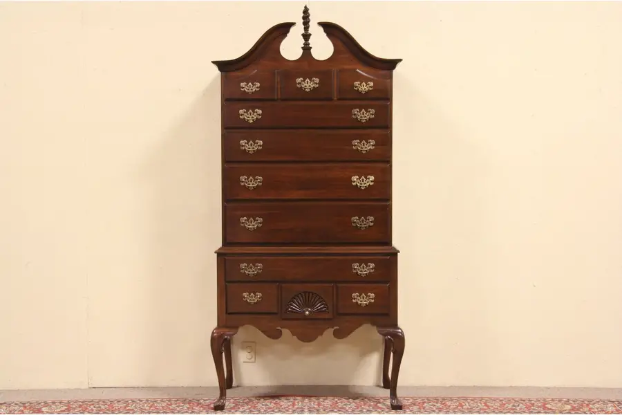 Photo of Ethan Allen Cherry Vintage Highboy or Tall Chest on Chest
