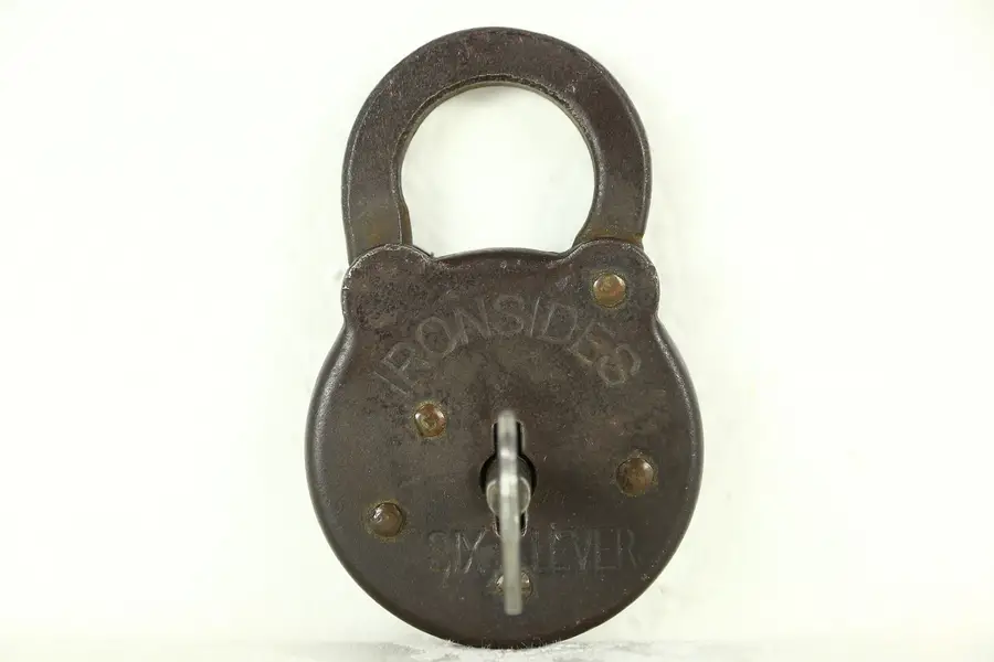 Photo of Ironsides Signed Antique 1900's Padlock & Key