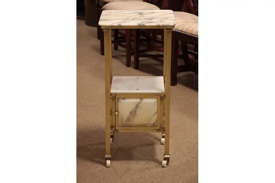 Photo of Marble & Brass Antique Humidor or Physician Cabinet