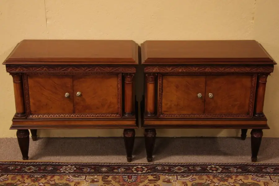 Photo of Classical Antique Pair of Bedside or End Tables