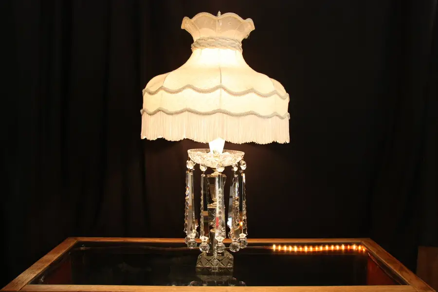 Photo of Art Deco or Midcentury Modern Cut Crystal Lamp