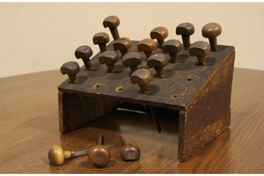 Photo of Set of 18 Antique Engraver Tools in Stand