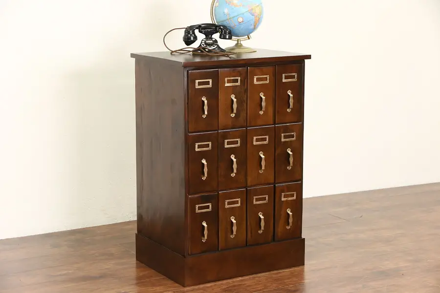Photo of File Cabinet 1900 Antique, 12 Drawers Original Hardware