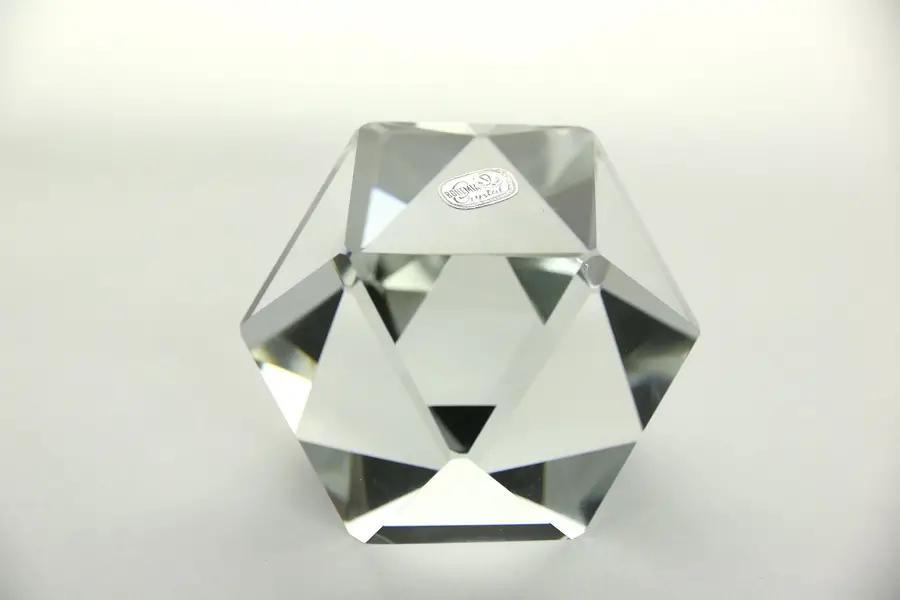 Photo of Bohemia Czechoslovakia Signed Faceted Blown & Cut Crystal Paperweight
