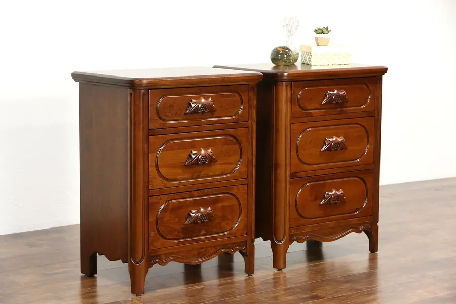 Photo of Pair of Lillian Russell by Davis Signed Cherry 1950's Nightstands, End Tables