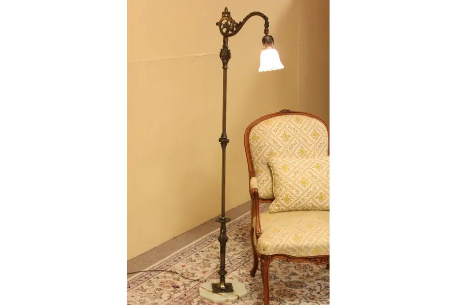 Photo of Antique Bridge 0r Floor Reading Lamp with Onyx