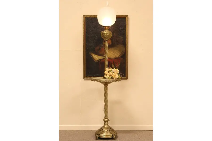 Photo of Victorian Brass & Onyx Piano Floor Lamp