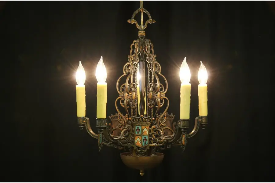 Photo of English Tudor 6 Candle 1925 Chandelier