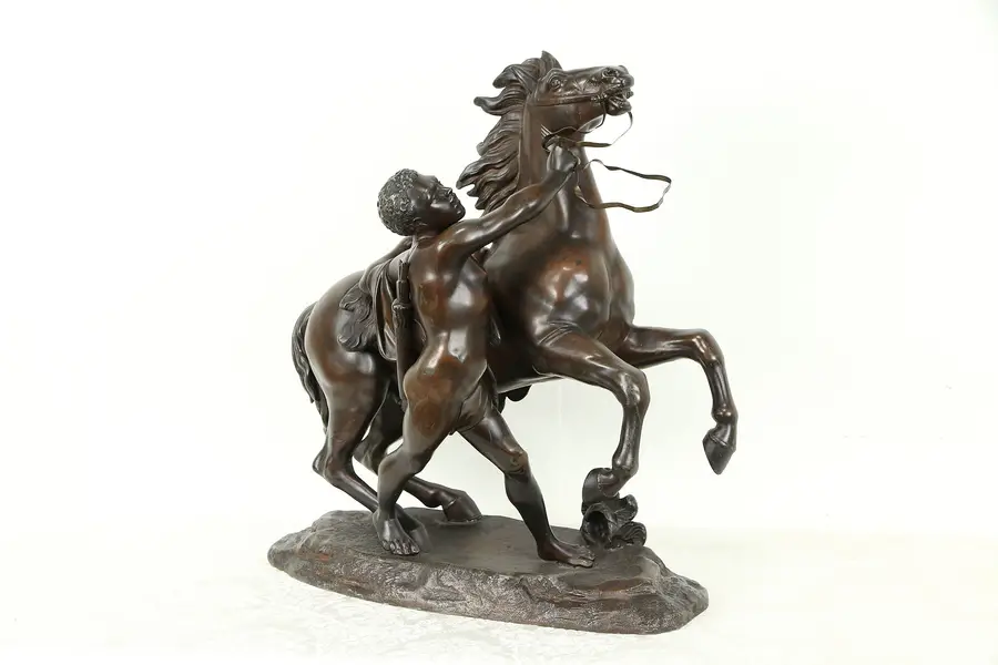 Photo of Marly Horse Statue, Antique 1890 French Sculpture after Coustou