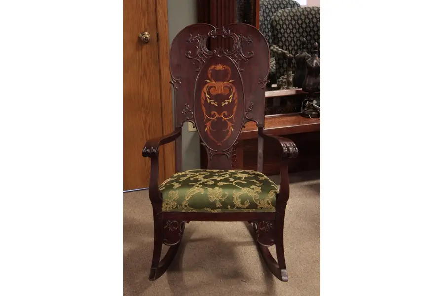 Photo of Art Nouveau Antique Rocker, Pearl Inlay