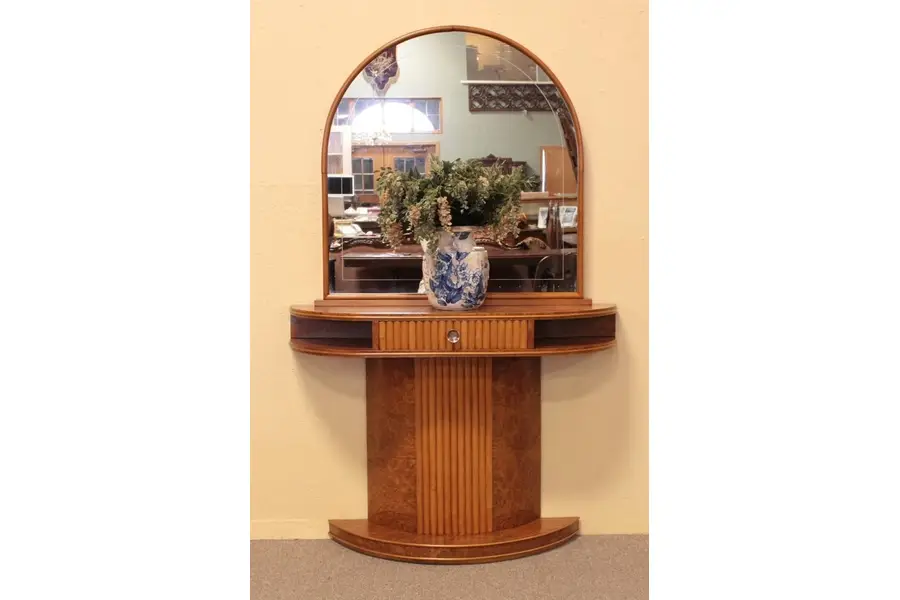 Photo of Art Deco Hall Console, Arched Mirror