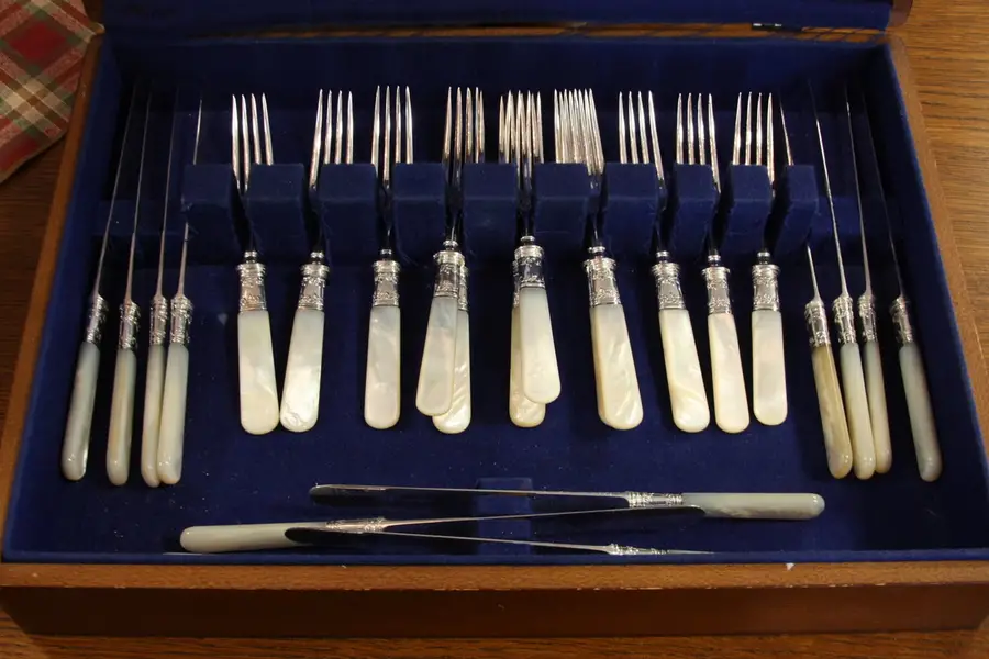 Photo of Set of 24 Antique Pearl Handle Silverware