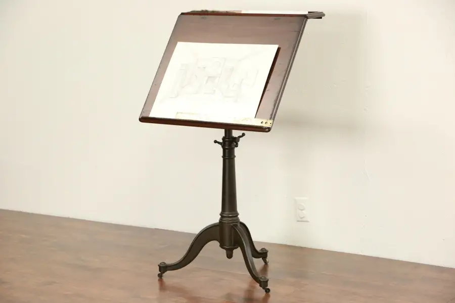 Photo of Adjustable 1880's Antique Ship Chart Desk, Architect Drafting or Artist Table