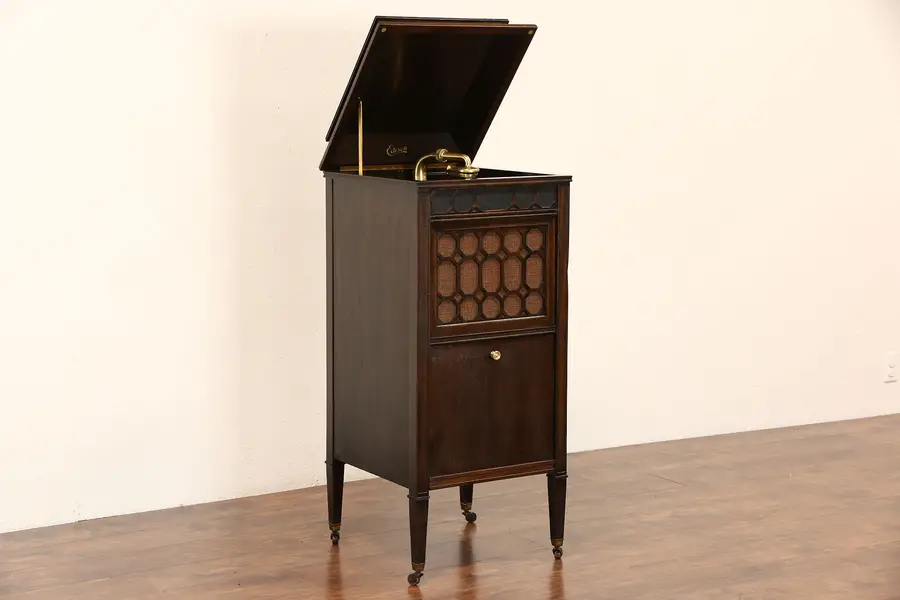 Photo of Edison Model S 19 Mahogany Antique Wind Up Record Player, Pat. 1916