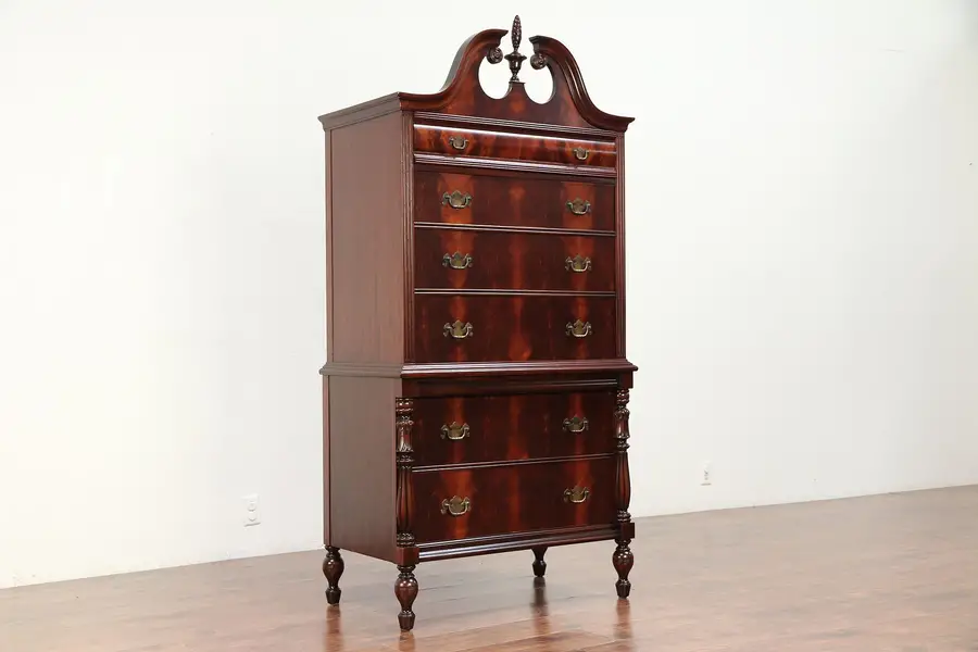Photo of Georgian Mahogany 1920 Antique Highboy Tall Chest on Chest, Limbert