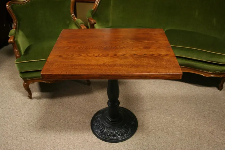 Photo of Oak Pub or Cafe Table, Iron Base