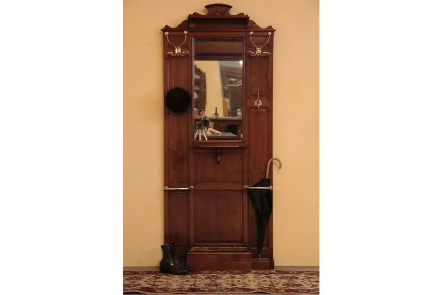 Photo of Victorian Antique Hall Stand, Original Brass Mounts