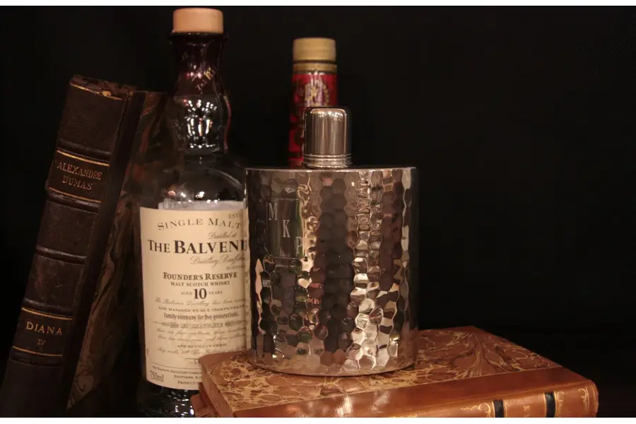 Photo of Hammered Silver Hip or Pocket Flask