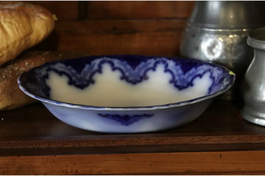Photo of Victorian Antique Flow Blue Alfred Meakin Oval Bowl