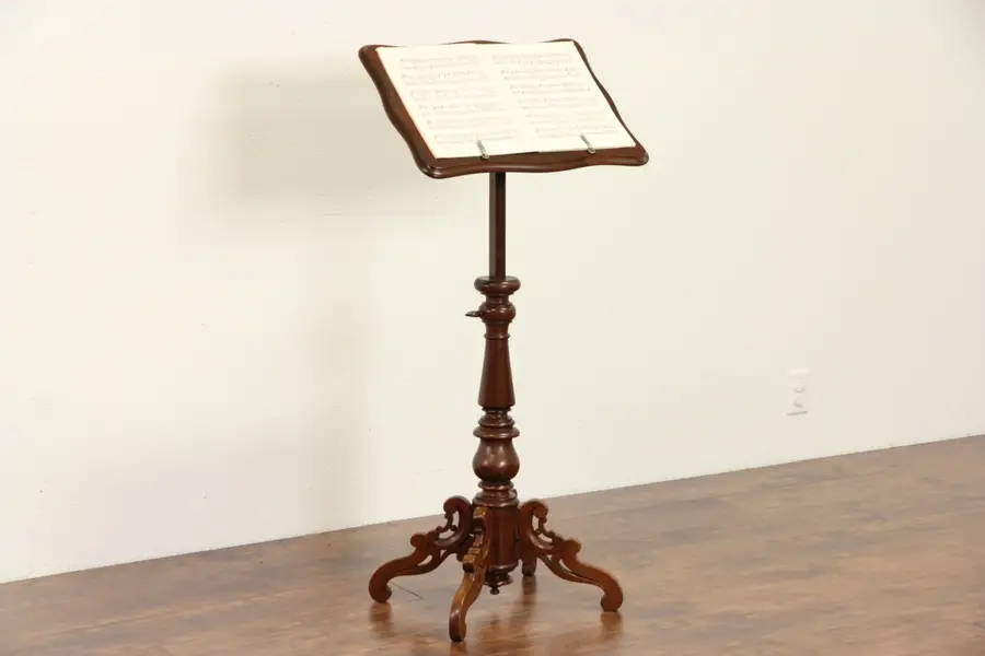 Photo of Victorian 1875 Antique Walnut Adjustable Music Stand for Conductor or Performer