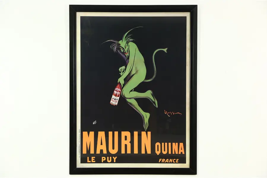 Photo of Maurin Quina Aperitif Wine Framed Advertizing Poster, signed Leonetto Cappiello