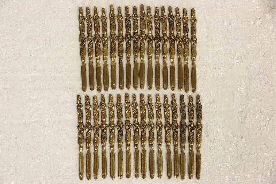 Photo of Set of 32 Cast Brass Gold Plated 1930's Spanish 3 7/8" Mounts