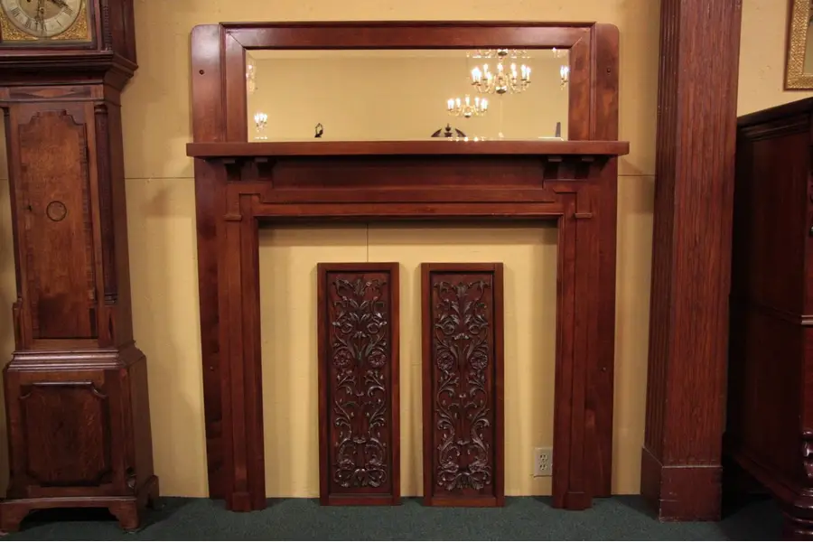 Photo of Cherry & Birch Fireplace Mantel & Surround, c 1900