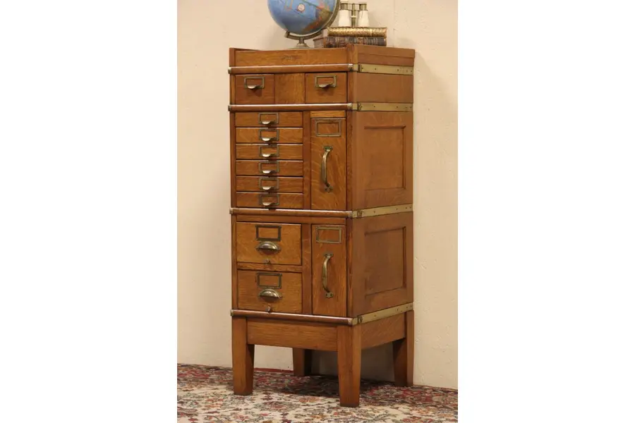Photo of Globe Stacking Oak 1900 File Cabinet, 12 Drawers