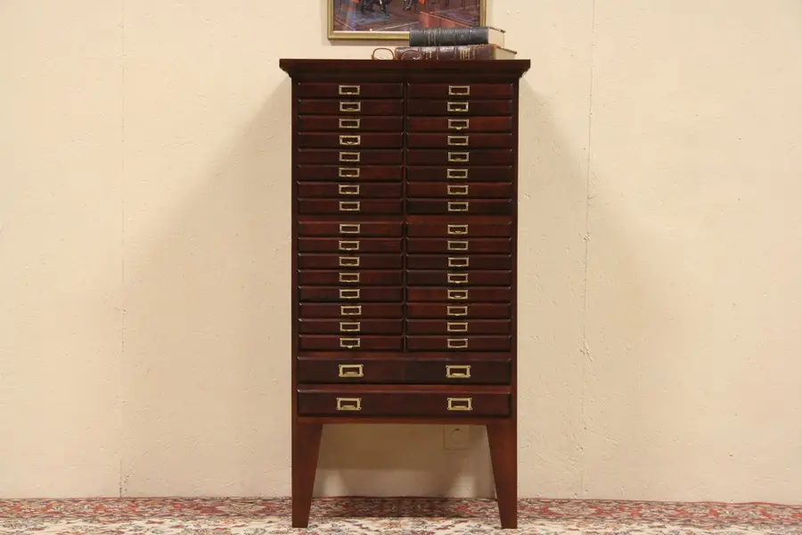 Photo of Lawyer 1900 Antique 34 Drawer File Cabinet or Jelwery Organizer