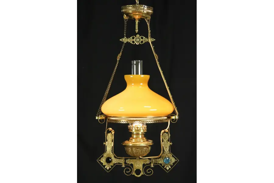 Photo of Victorian 1880's Antique Hanging Lamp Ceiling Light Fixture