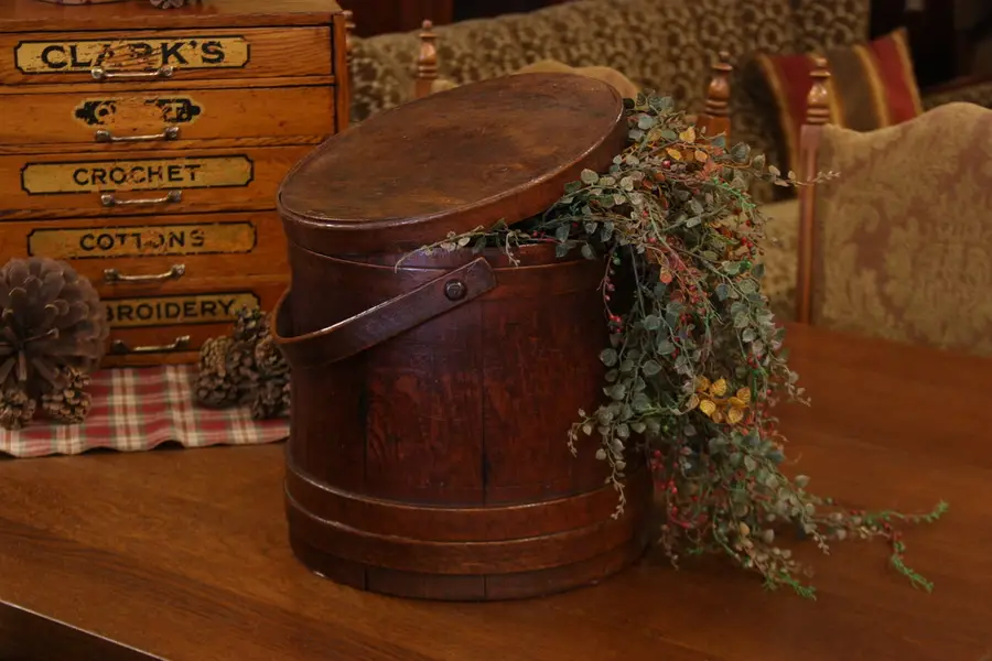 Photo of Firkin Antique Wooden Sugar Barrel Bucket