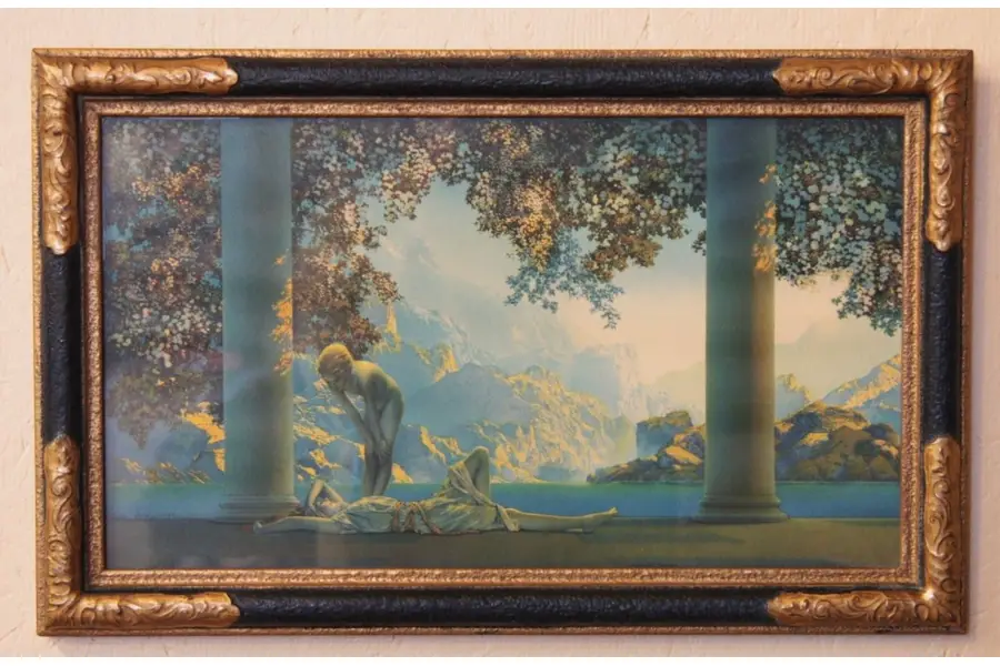 Photo of Maxfield Parrish Daybreak Print, Original Frame